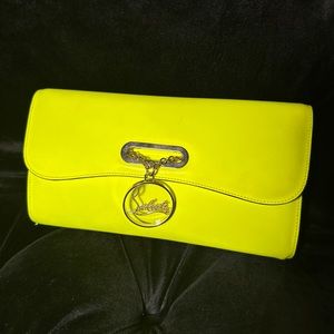 Christian Louboutin Neon Green Matte Leather Riviera Chain Clutch